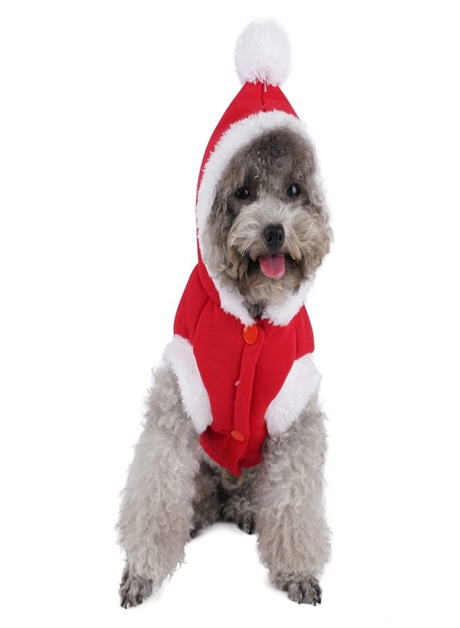 Mogoko Dog Cat Christmas Costume Santa Claus Cosplay Dress, Puppy Pet Fleece Outfits Warm Clothes for Winter Xmas (S Size) - Image 5